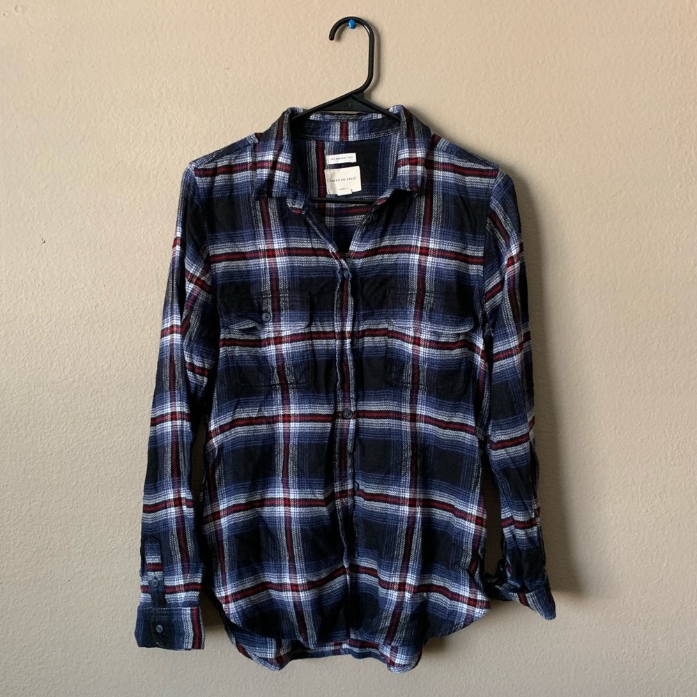 🌿Sale🌿AE Blue and Red Plaid Flannel Sz M